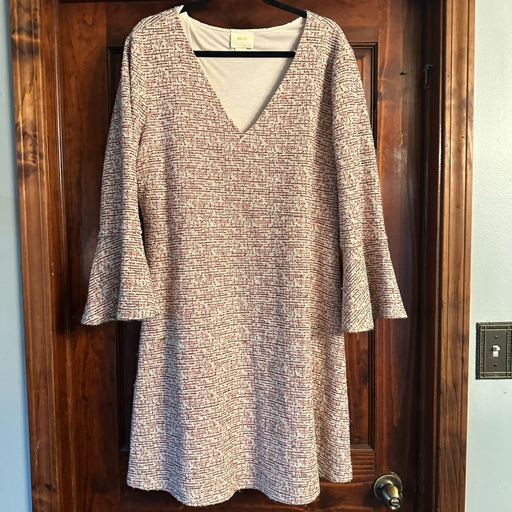 Maeve Red and White Long Sleeve Dress